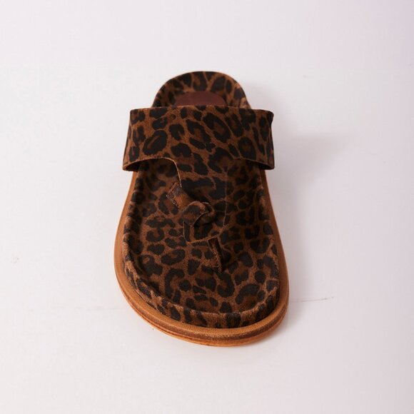 FREE PEOPLE Mika Footbed Sandals / Chestnut Leopard Suede - Picture 9 of 13
